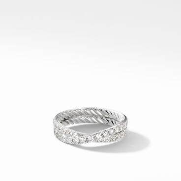 DY Crossover® Band Ring in Platinum with Diamonds