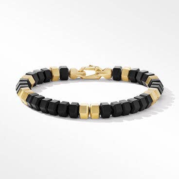 Hex Bead Bracelet with Black Onyx and 18K Yellow Gold