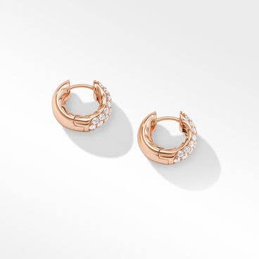 DY Mercer™ Micro Hoop Earrings in 18K Rose Gold with Pavé Diamonds