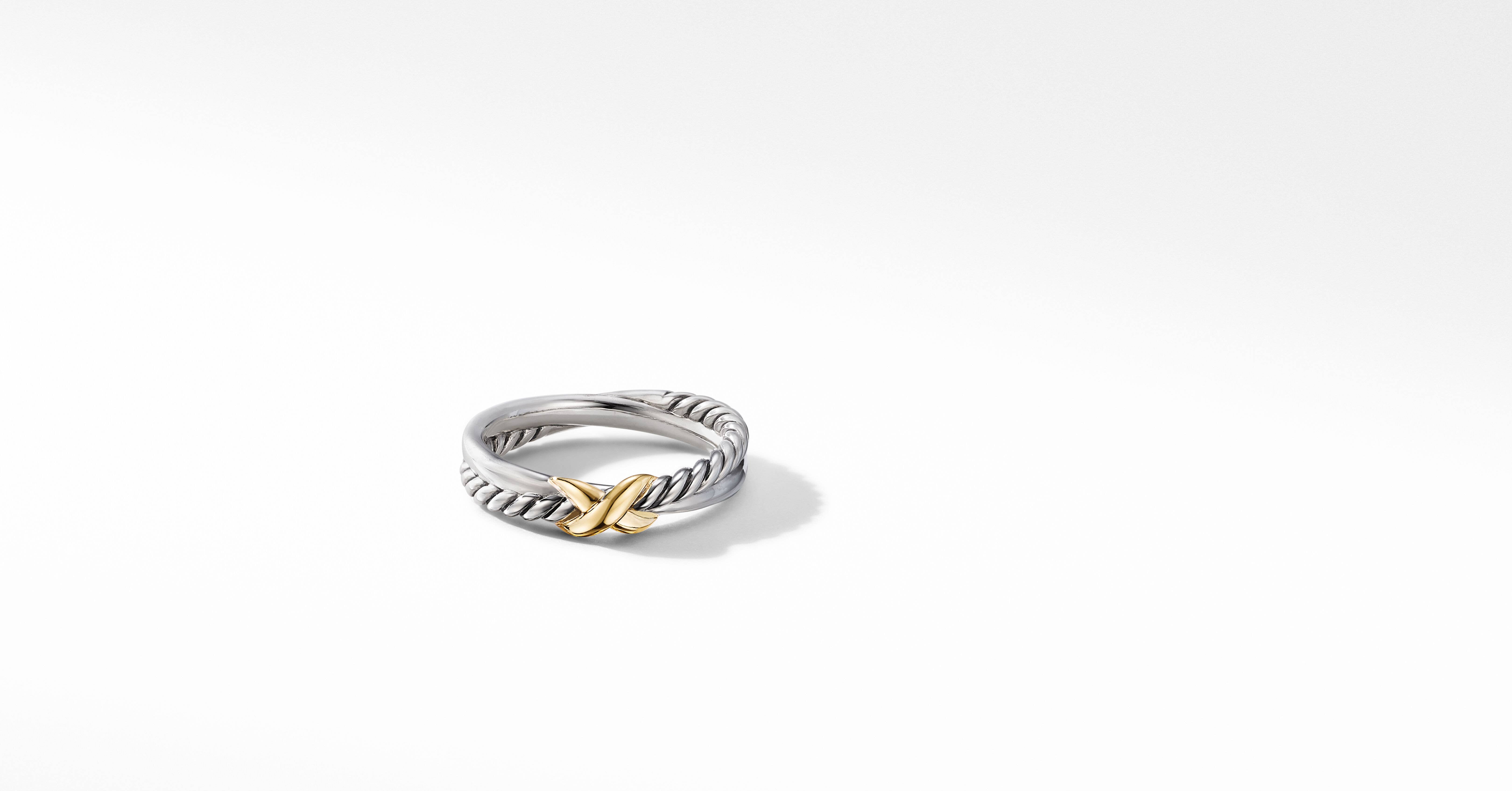 David Yurman | Petite X Ring in Sterling Silver with 18K Yellow Gold