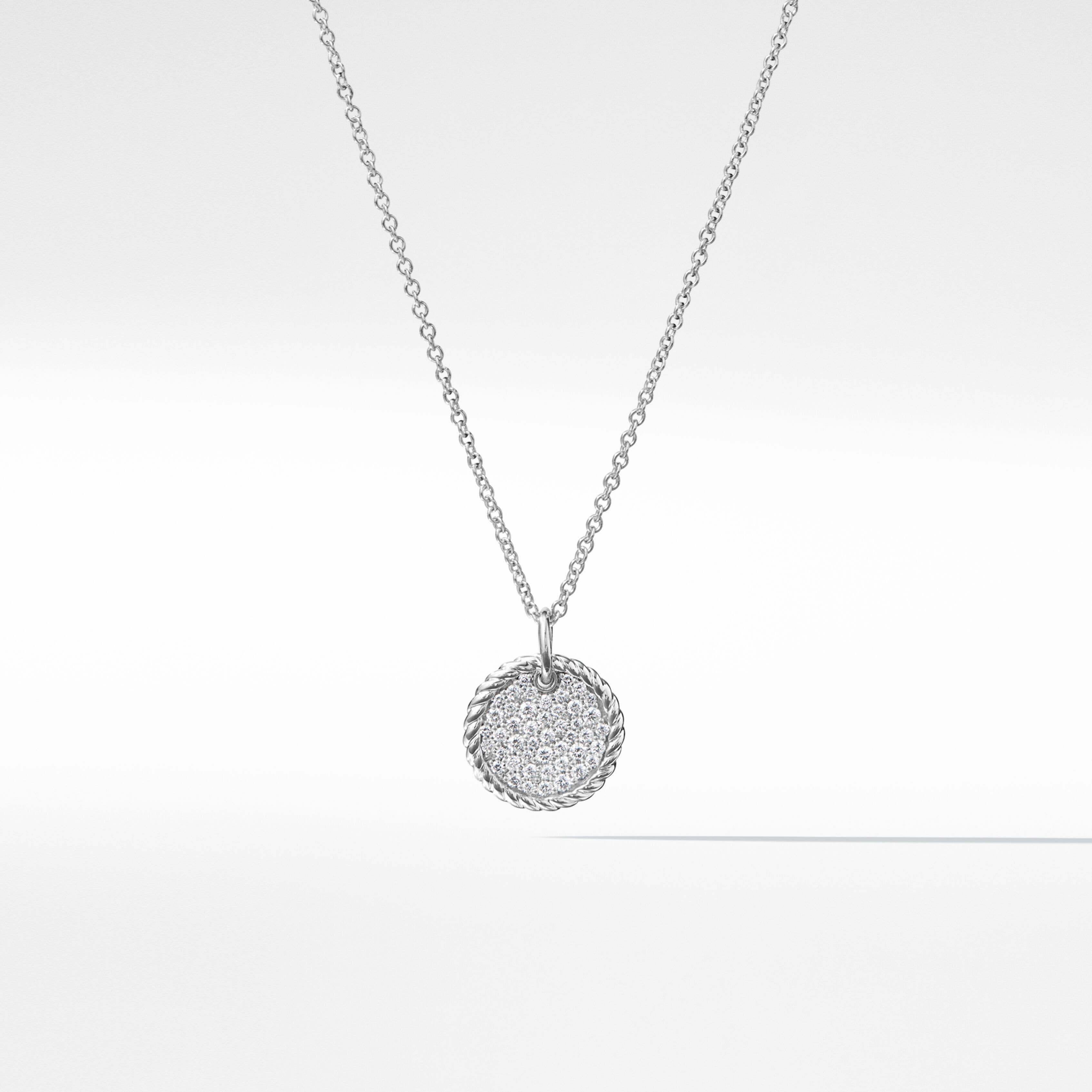 Cable Collectibles® Pavé Plate Necklace in 18K White Gold with Diamonds