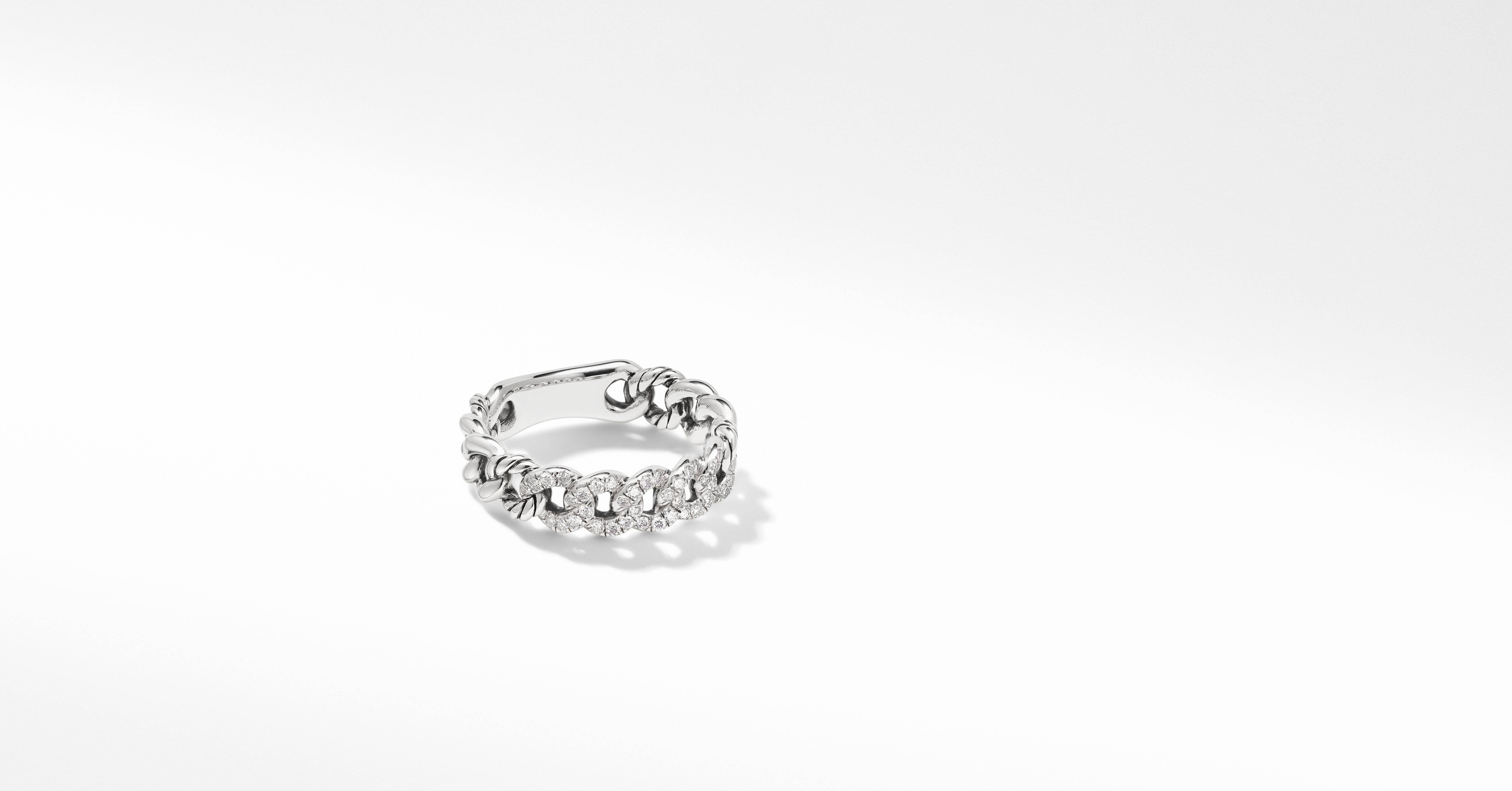 Belmont® Curb Link Band Ring with Pavé 