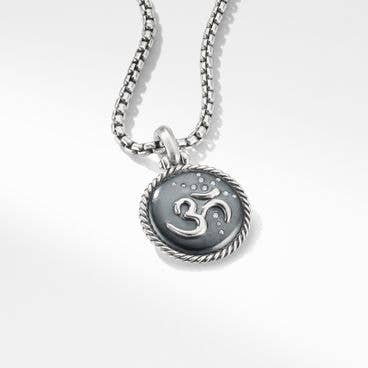 Om Amulet in Sterling Silver with Diamonds