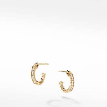 Petite Pavé Hoop Earrings in 18K Yellow Gold with Diamonds