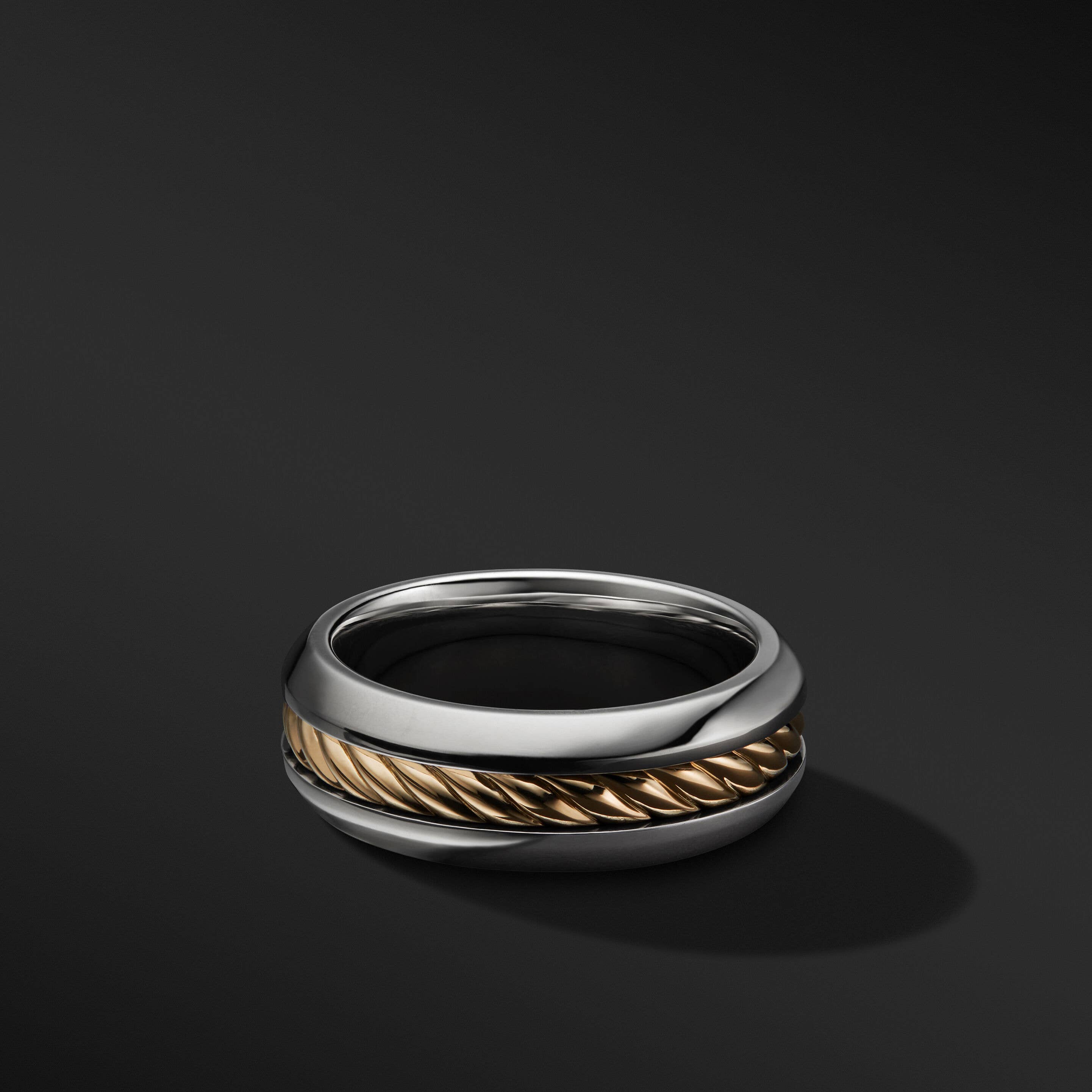 Cable Inset Band Ring with 18K Yellow Gold