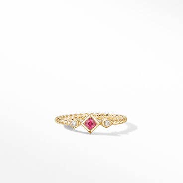 Cable Collectibles® Princess Ring in 18K Yellow Gold with Ruby and Diamonds