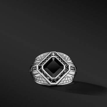 Empire Signet Ring with Black Onyx and Pavé Black Diamonds