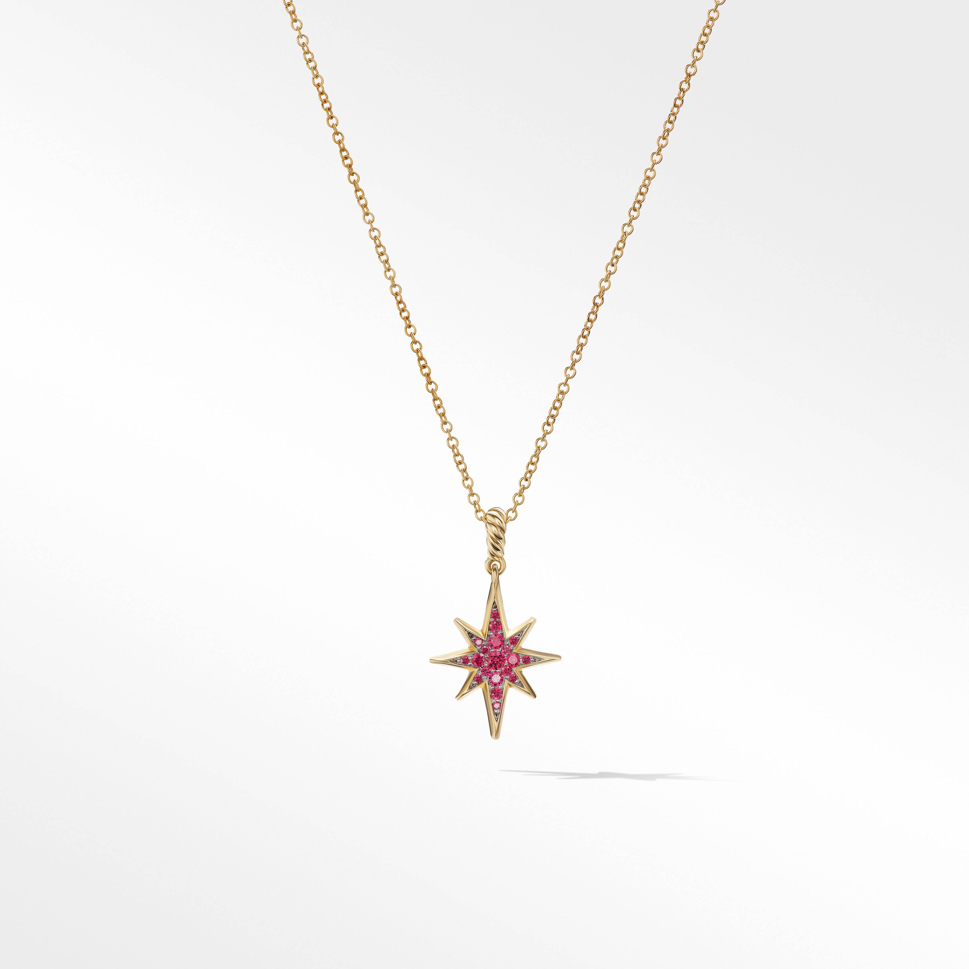 Cable Collectibles® North Star Necklace in 18K Yellow Gold with Pavé Rubies
