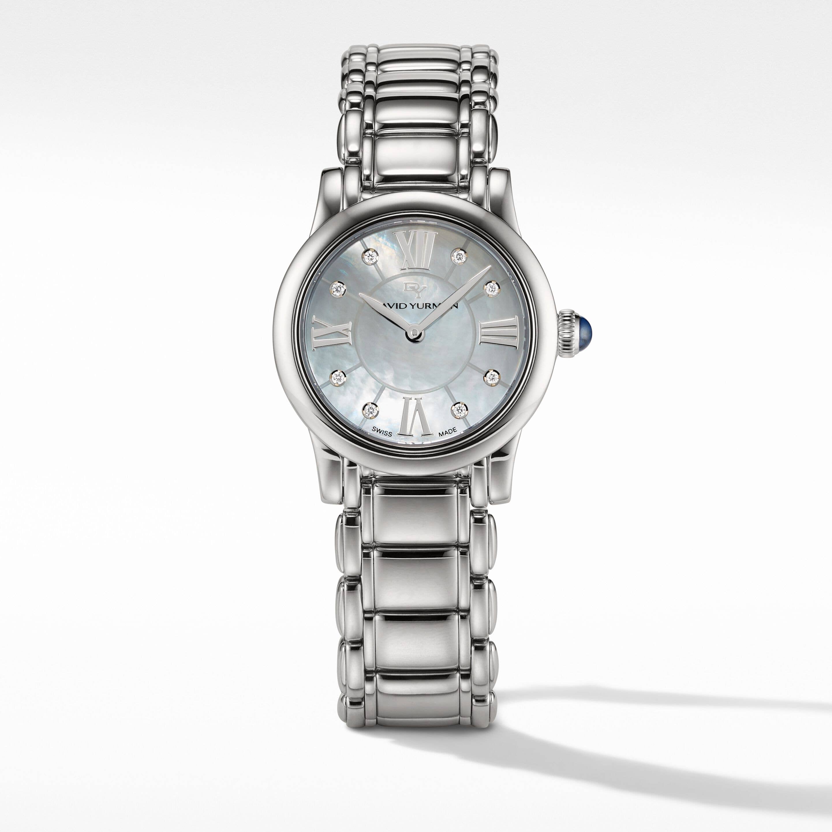 Classic Quartz Stainless Steel Watch with Diamonds