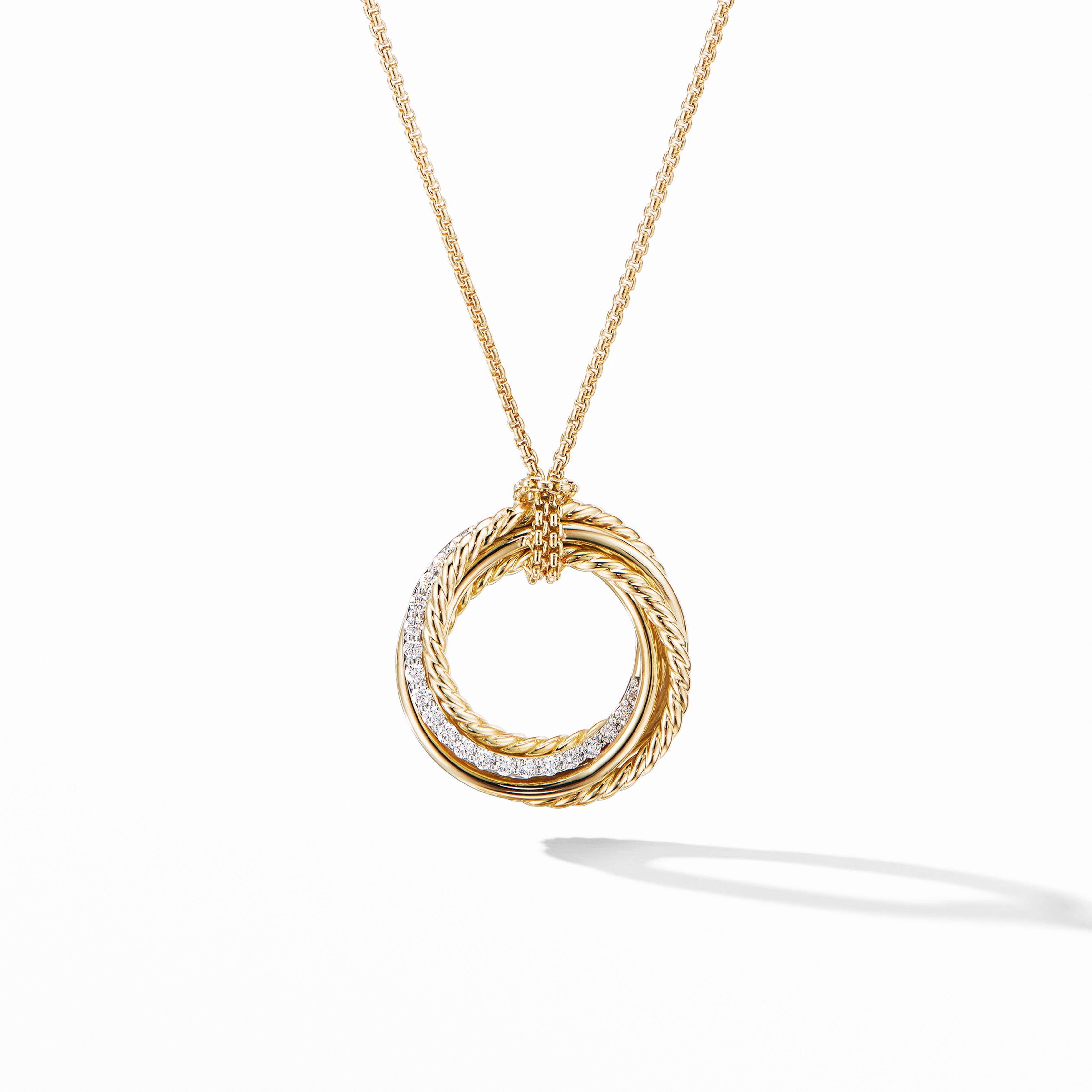 Crossover Pendant Necklace in 18K Yellow Gold with Pavé Diamonds