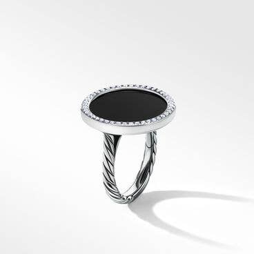 DY Elements® Ring in Sterling Silver with Black Onyx and Pavé Diamonds