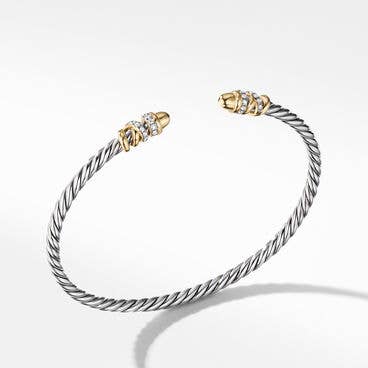 Petite Helena Bracelet in Sterling Silver with 18K Yellow Gold Domes and Pavé Diamonds