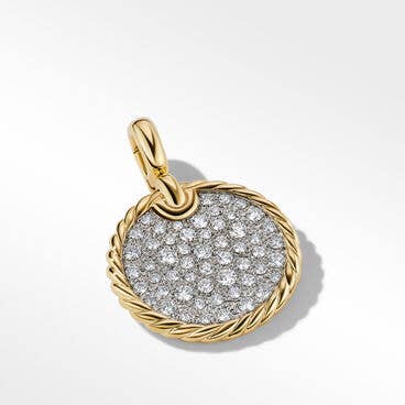 DY Elements® Disc Pendant in 18K Yellow Gold with Pavé Diamonds