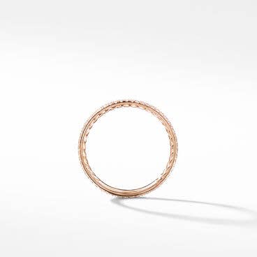 DY Eden Band Ring in 18K Rose Gold with Pavé Diamonds