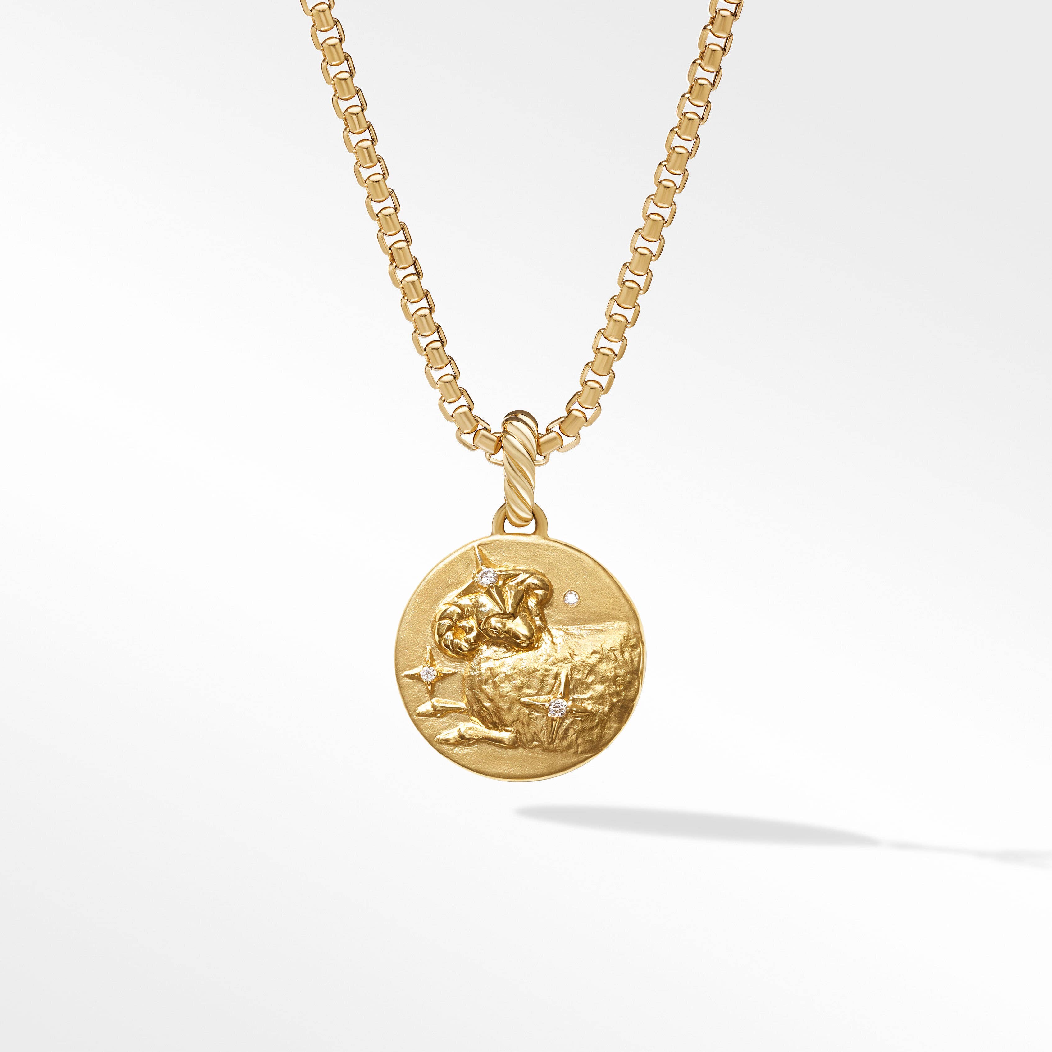 Aries Amulet in 18K Yellow Gold with Diamonds