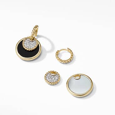 DY Elements® Convertible Drop Earrings in 18K Yellow Gold with Pavé Diamonds and Black Onyx Reversible to Mother of Pearl