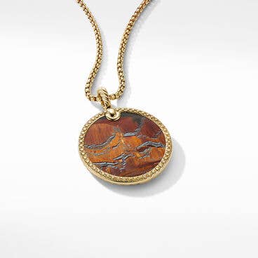 Limited DY Elements Disc Pendant in 18K Yellow Gold with Pavé, 32mm