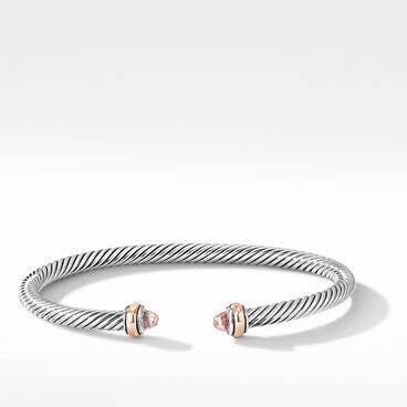 Cable Classics Bracelet in Sterling Silver with Morganite and 18K Rose Gold
