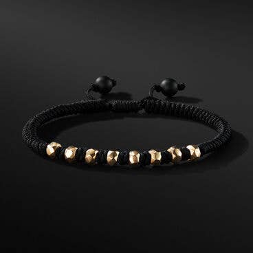 Fortune Woven Black Nylon Bracelet with Black Onyx and 18K Yellow Gold