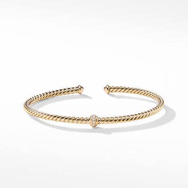 Cablespira® Station Bracelet in 18K Yellow Gold with Pavé Diamonds