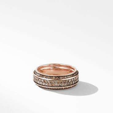 Streamline® Beveled Band Ring in 18K Rose Gold with Pavé Cognac Diamonds