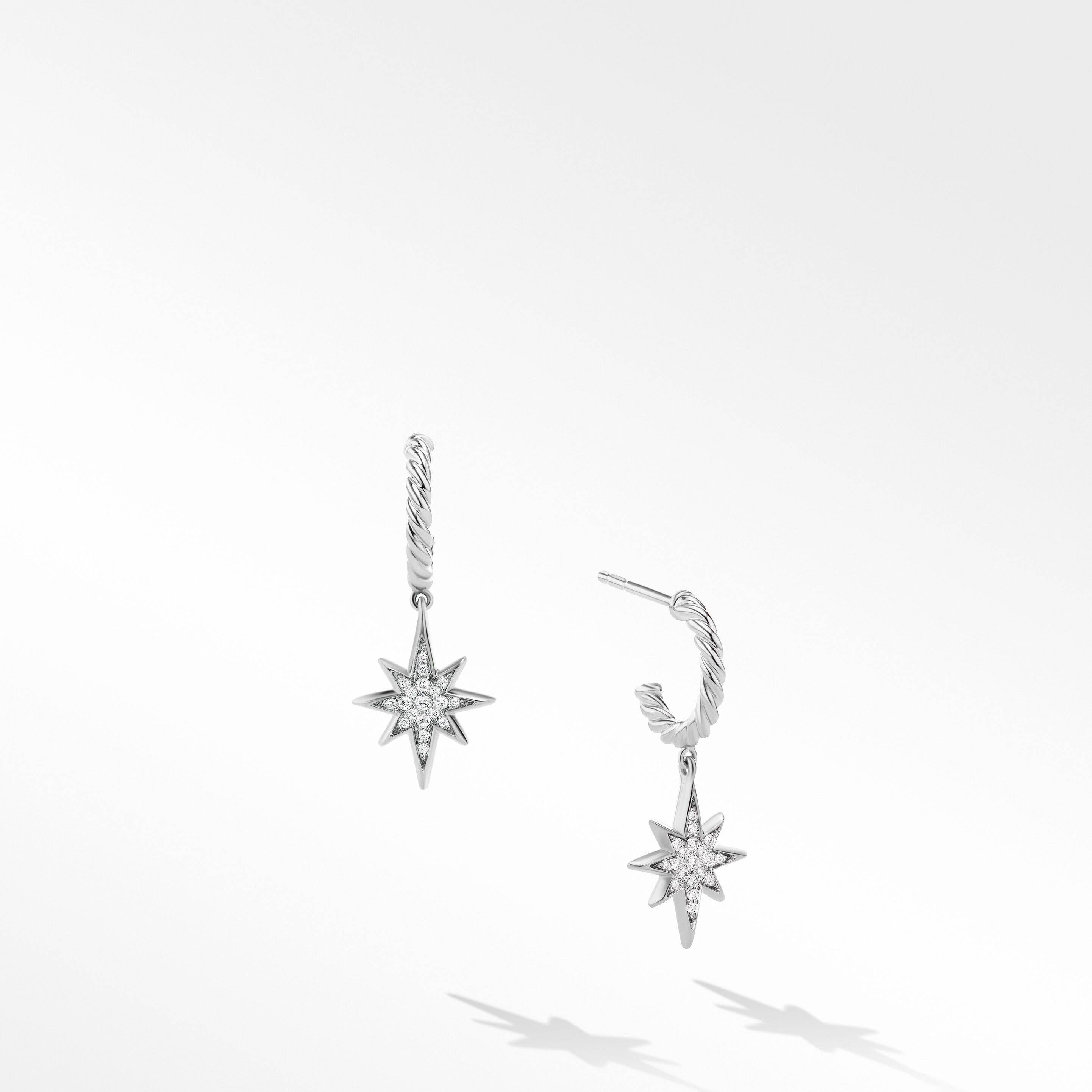 Cable Collectibles North Star Drop Earrings In Sterling Silver With Pave Diamonds David Yurman Cable Collectibles North Star Drop Earrings In Sterling Silver With Pave Diamonds David Yurman