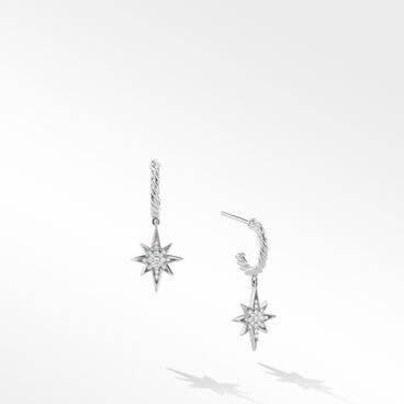 Cable Collectibles® North Star Drop Earrings in Sterling Silver with Pavé Diamonds