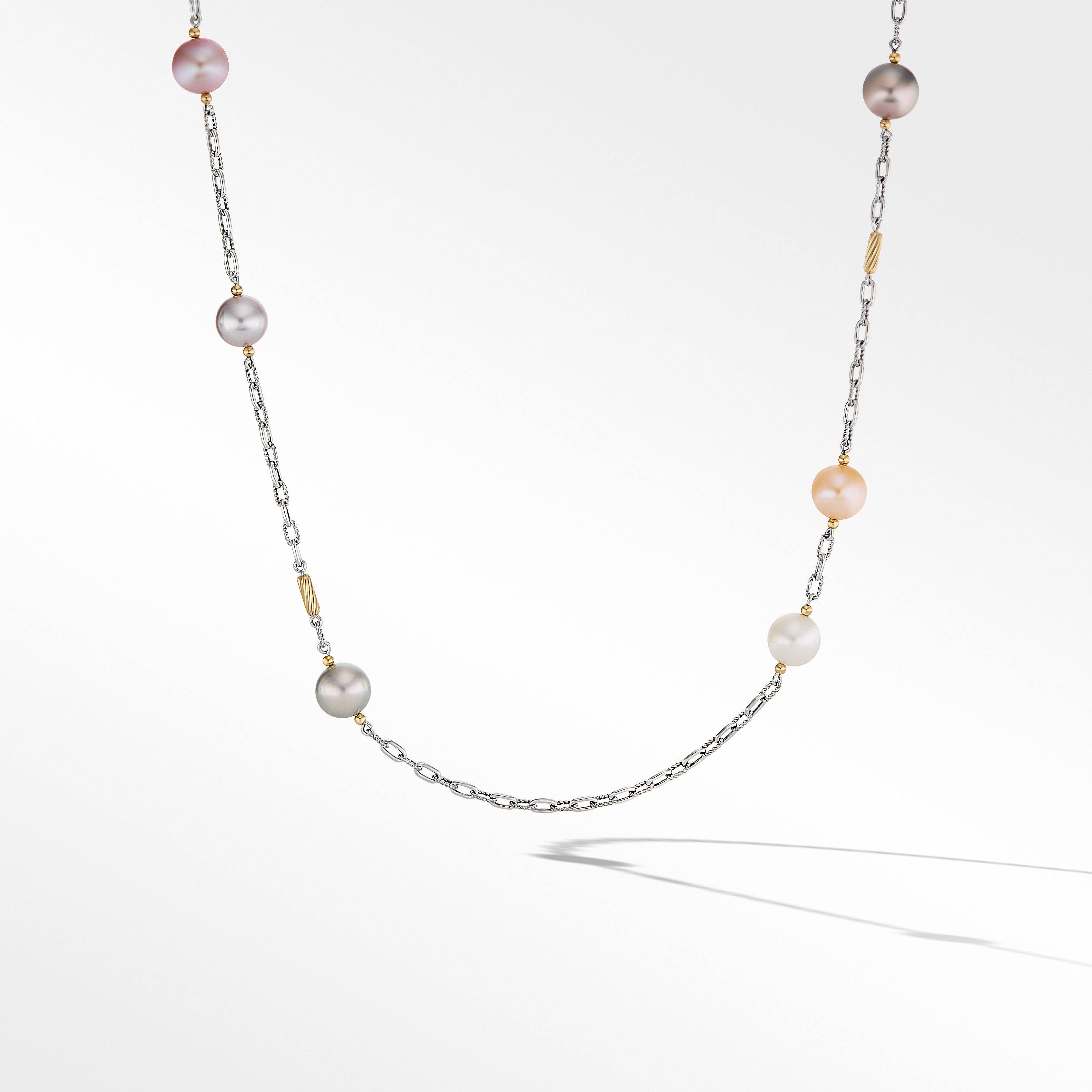 DY Madison® Color Pearl Necklace in Sterling Silver with 18K Yellow Gold