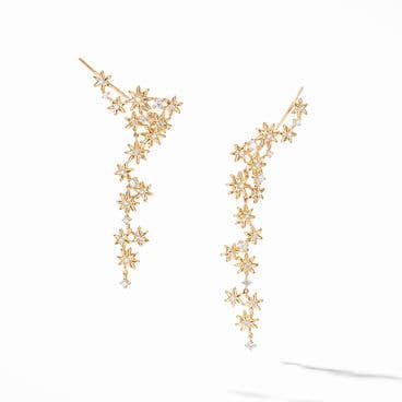 Starburst Cluster Drop Earrings in 18K Yellow Gold with Diamonds