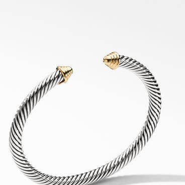 Cable Classics Bracelet in Sterling Silver with 14K Yellow Gold Domes
