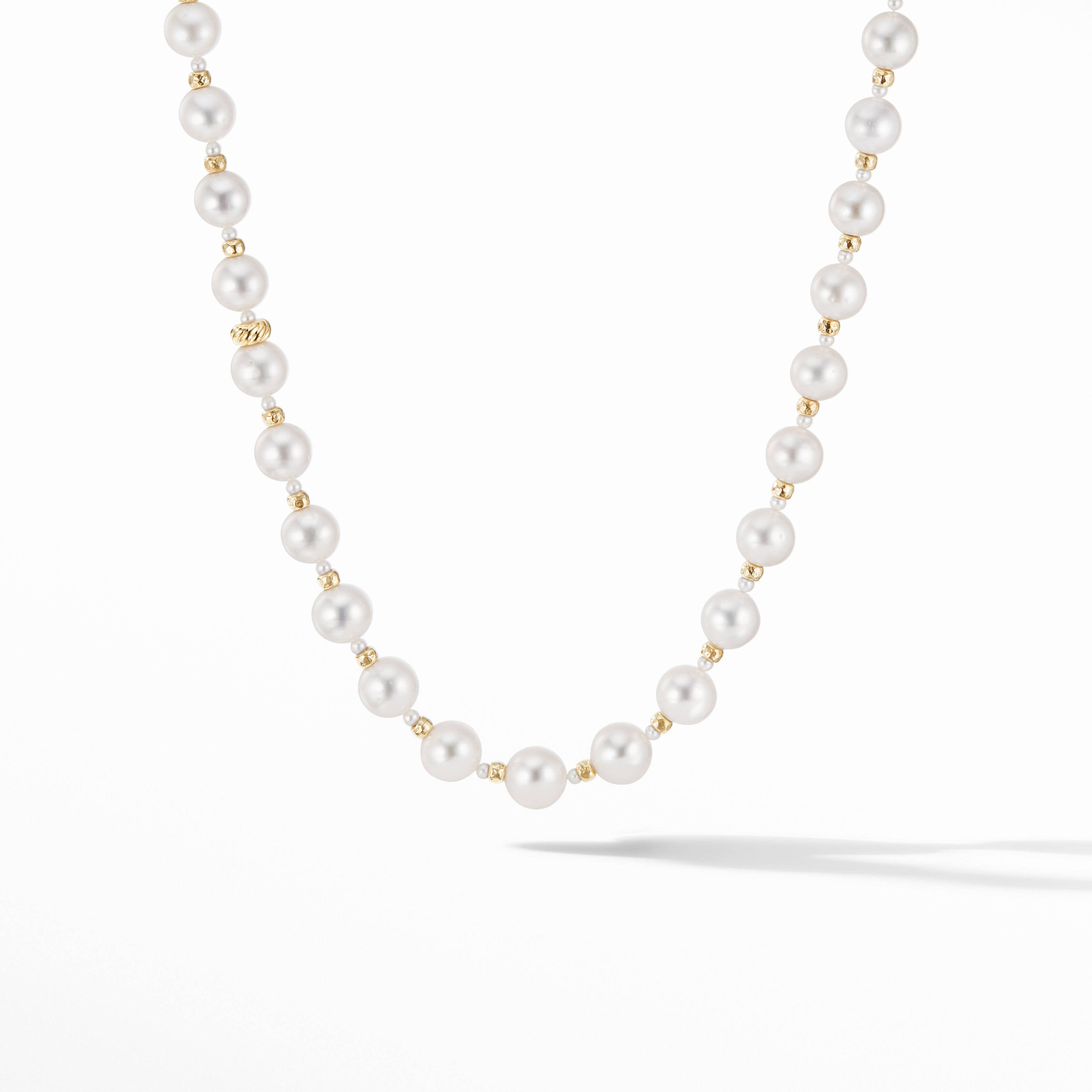 DY Signature Graduated Pearl Necklace with 18K Yellow Gold