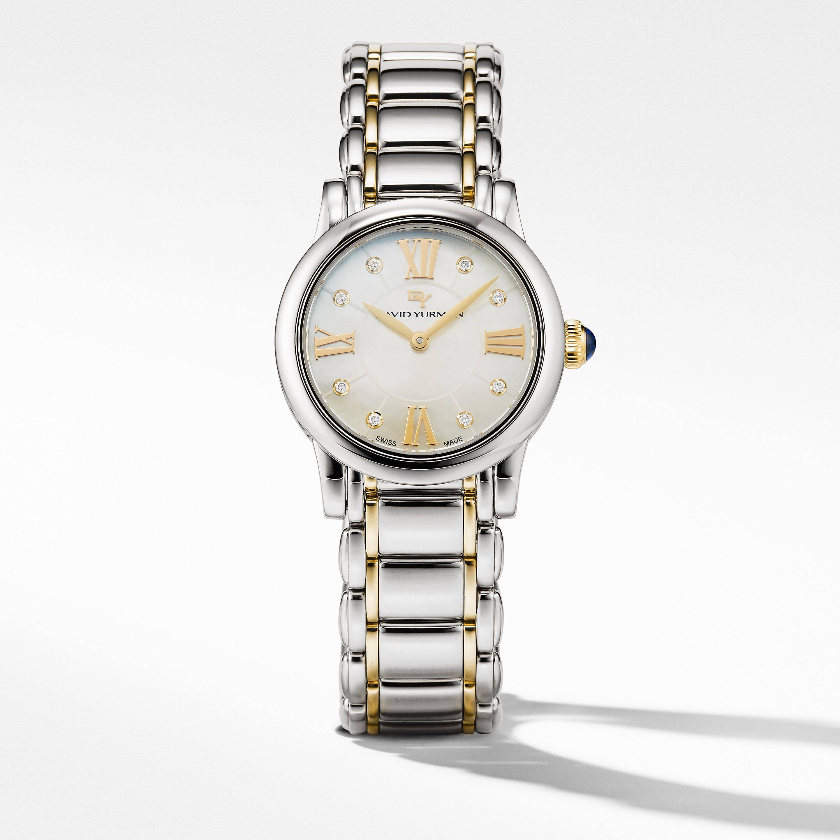 Classic Quartz Watch in Stainless Steel with 18K Yellow Gold and Diamonds