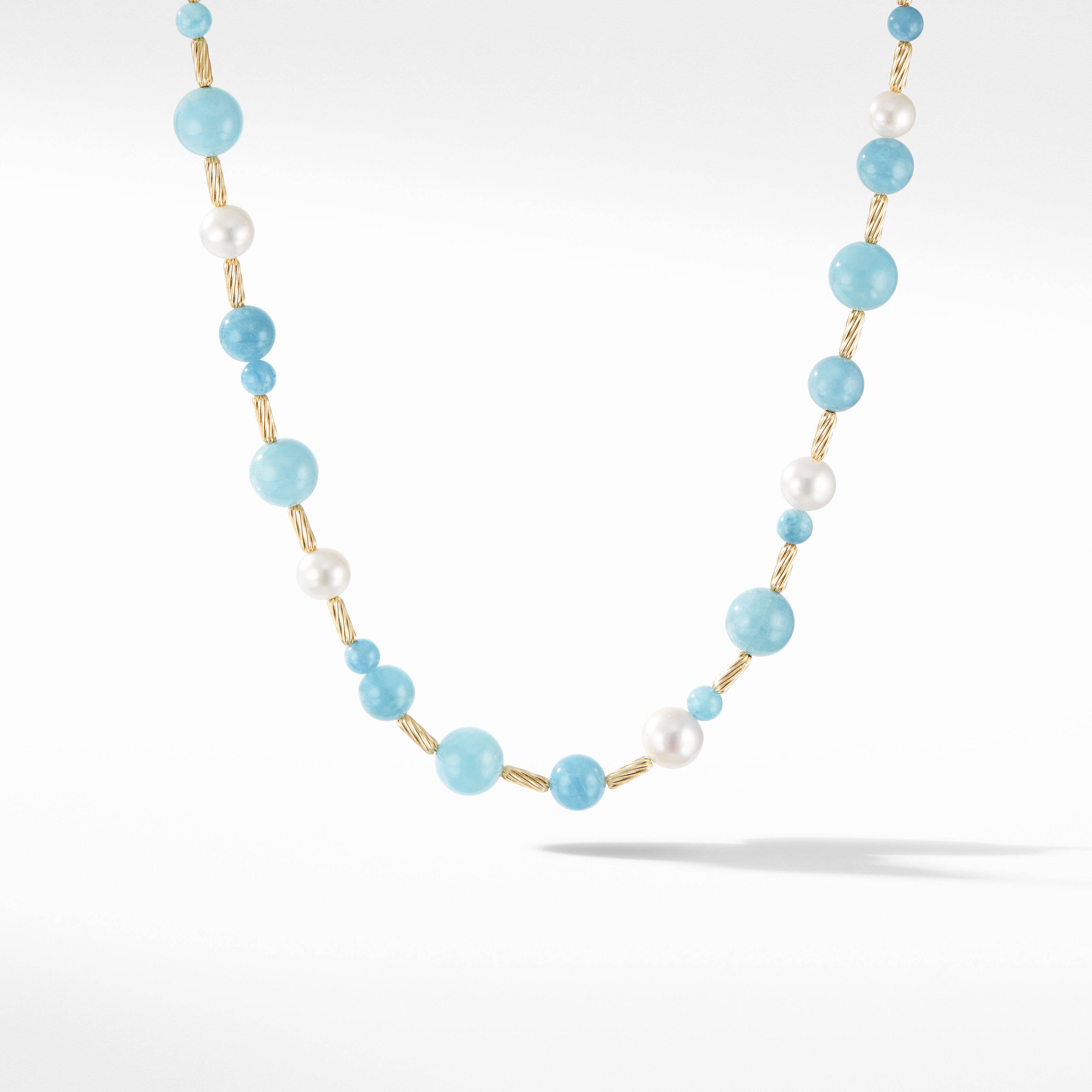 DY Signature Stick Necklace with 18K Yellow Gold, Aquamarine and Pearls