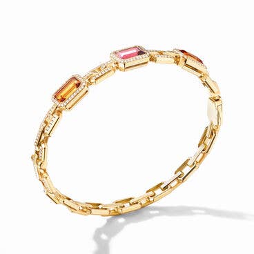 Novella Mosaic Bracelet in 18K Yellow Gold with Madeira Citrine, Rubellite and Pavé Diamonds