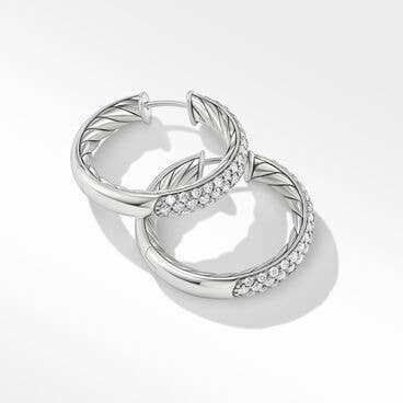 DY Mercer™ Hoop Earrings in Sterling Silver with Pavé Diamonds