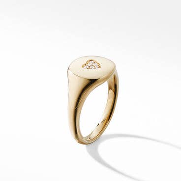 Cable Collectibles Heart Pinky Ring in 18K Yellow Gold with Diamonds, 9.7mm