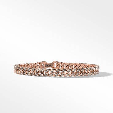 Curb Chain Bracelet in 18K Rose Gold with Pavé Cognac Diamonds