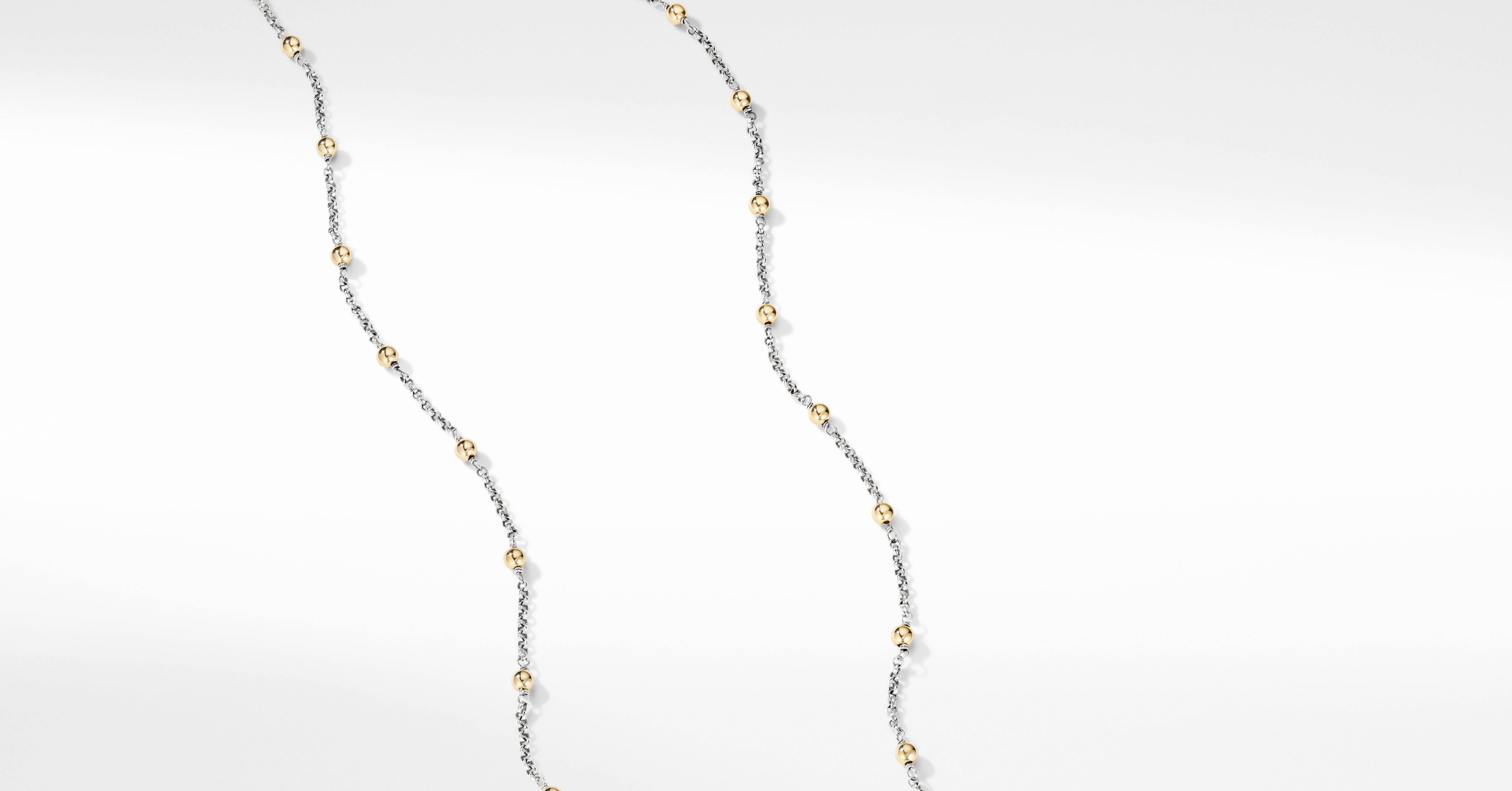 David Yurman | Cable Collectibles® Bead and Chain Necklace in Sterling Silver with 18K Yellow Gold Domes