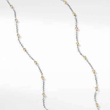 Cable Collectibles® Bead and Chain Necklace in Sterling Silver with 18K Yellow Gold Domes