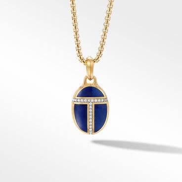 Cairo Amulet in 18K Yellow Gold with Lapis and Pavé Diamonds