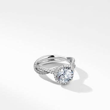 DY Infinity Full Pavé Halo Engagement Ring in Platinum, Round