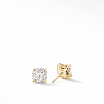 Chatelaine® Stud Earrings in 18K Yellow Gold with Pavé Diamonds