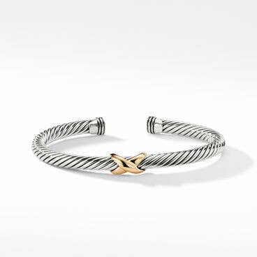 X Station Bracelet in Sterling Silver with 14K Yellow Gold, 5mm