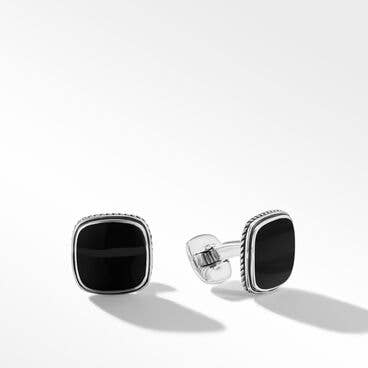Exotic Stone Cufflinks in Sterling Silver with Black Onyx
