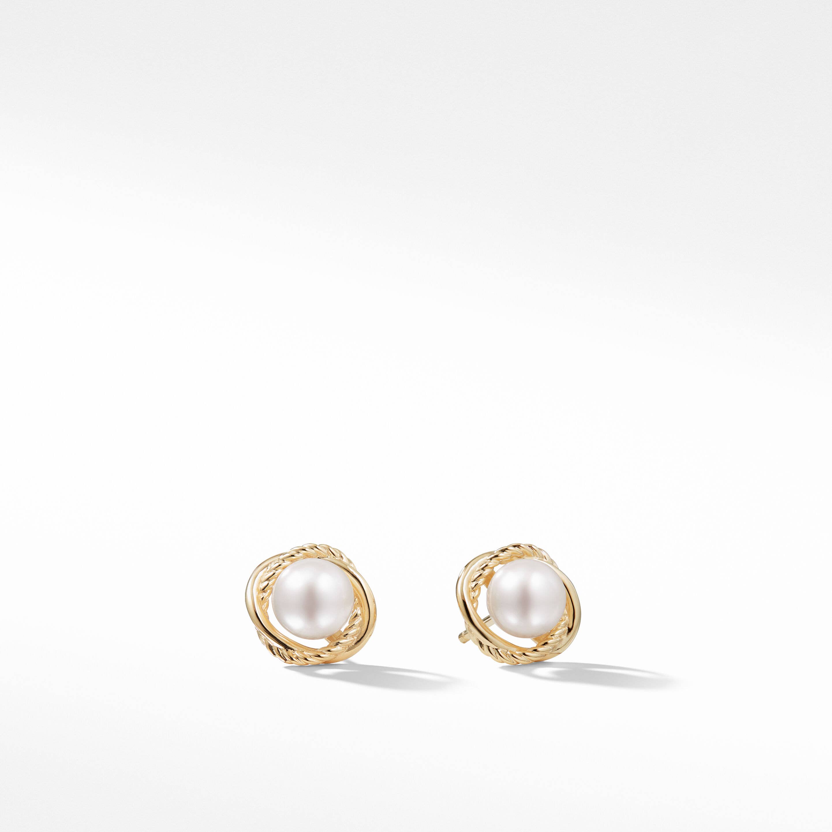 Infinity Pearl Stud Earrings in 18K Yellow Gold