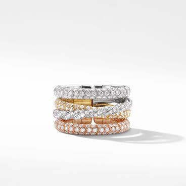 Pavéflex Four Row Ring in 18K Gold with Diamonds