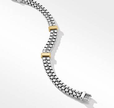 Double Box Chain Bracelet in Sterling Silver with 18K Yellow Gold