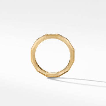DY Delaunay Band Ring in 18K Yellow Gold with Baguette Diamonds, 3.2mm