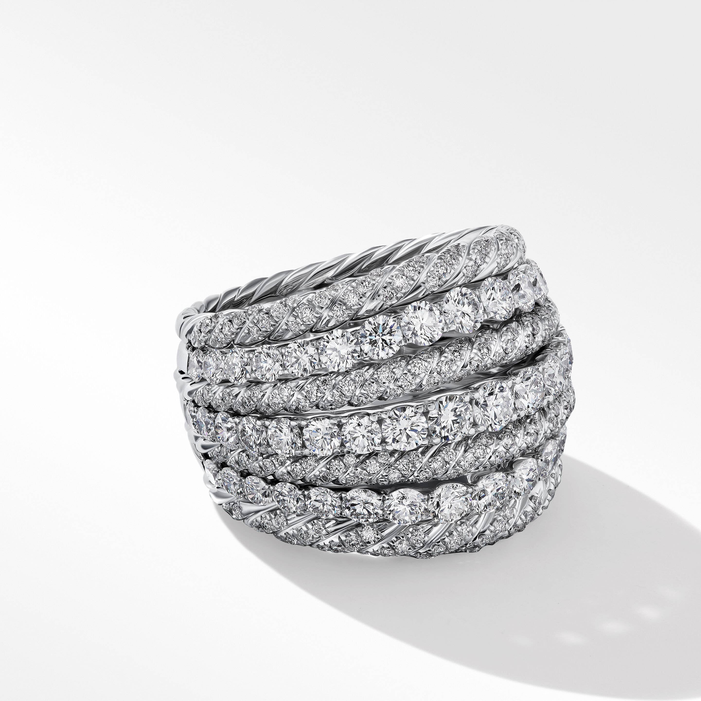 Floating Diamonds Dome Ring in 18K White Gold