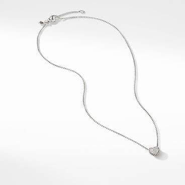 Chatelaine® Heart Necklace in Sterling Silver with Pavé Diamonds